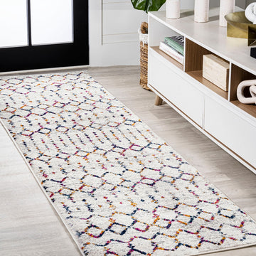 Moroccan Hype Boho Vintage Diamond Area Rug Cream/Multi